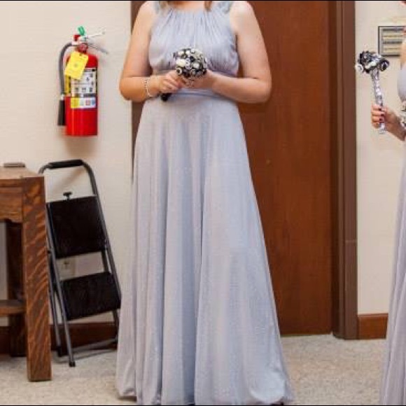 Silver Bridesmaids Dress with Beading - Picture 2 of 8